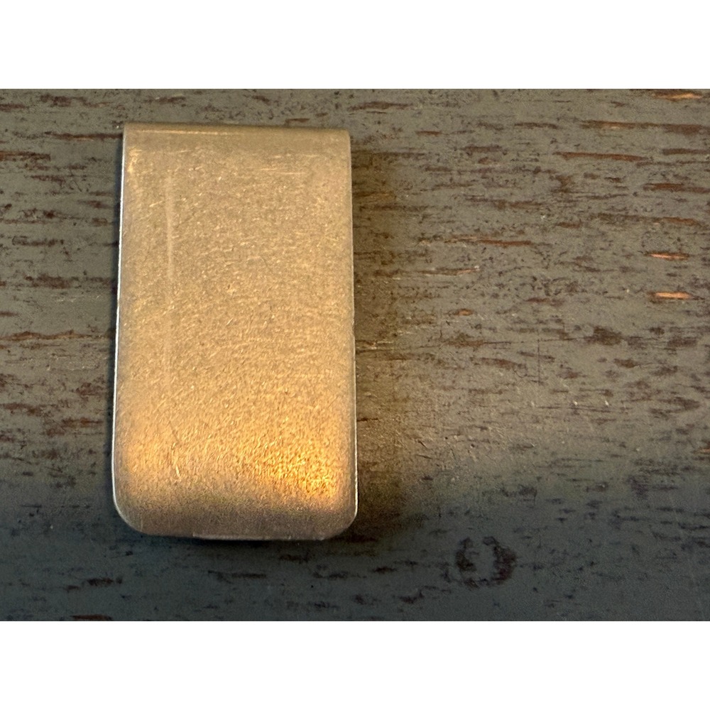 Vintage Brushed Metal Money Clip Silver Tone Minimalist Slim Wallet Accessory